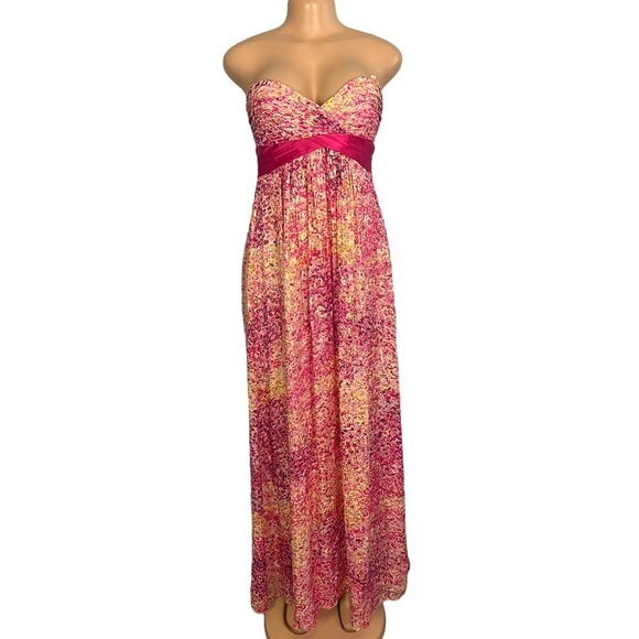 BCBGMaxAzria Dresses & Skirts - BCBGMaxazria Metallic Silk Kai Begonia Sleeveless Pink Maxi Dress